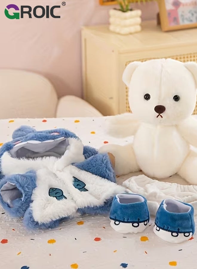 GROIC Teddy Bear with Clothes, Plushie Clothes for Stuffed Animals, Bear Clothes Blue Shark Outfit, Pre-Kindergarten Toys, Plush Bear Cuddly Toy, Best Gift for Kids Girls Women Birthday, Cute Bear Doll - Image 4